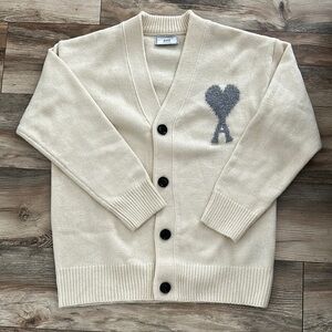 Ami Cream and Gray Cozy Cardigan
